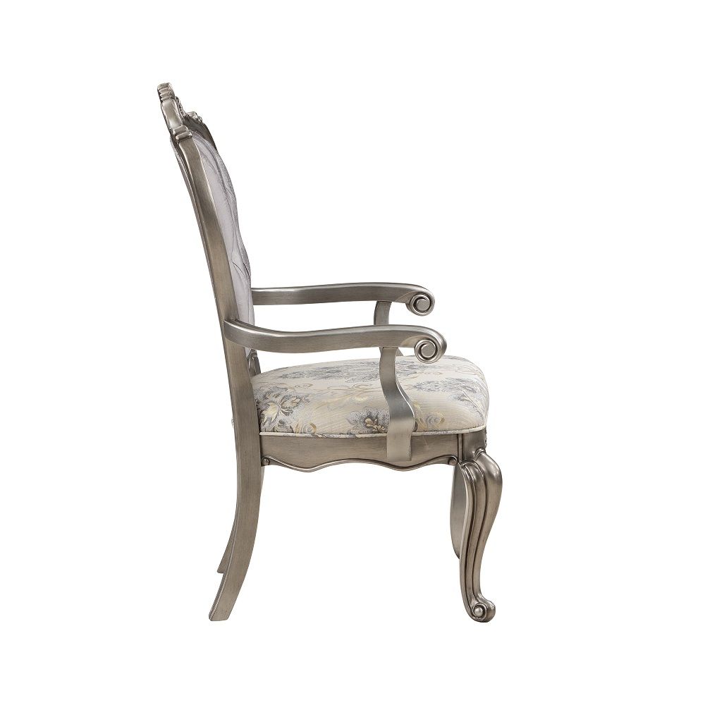 ACME Ariadne - Arm Chair (Set of 2) - Velvet & Antique Platinum | Meri Furniture