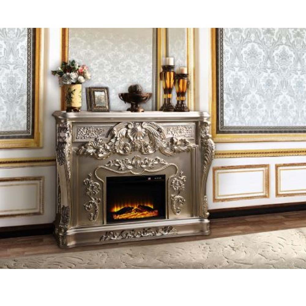 ACME Zabrina - Fireplace - Antique Silver Finish - 49.7" | Meri Furniture
