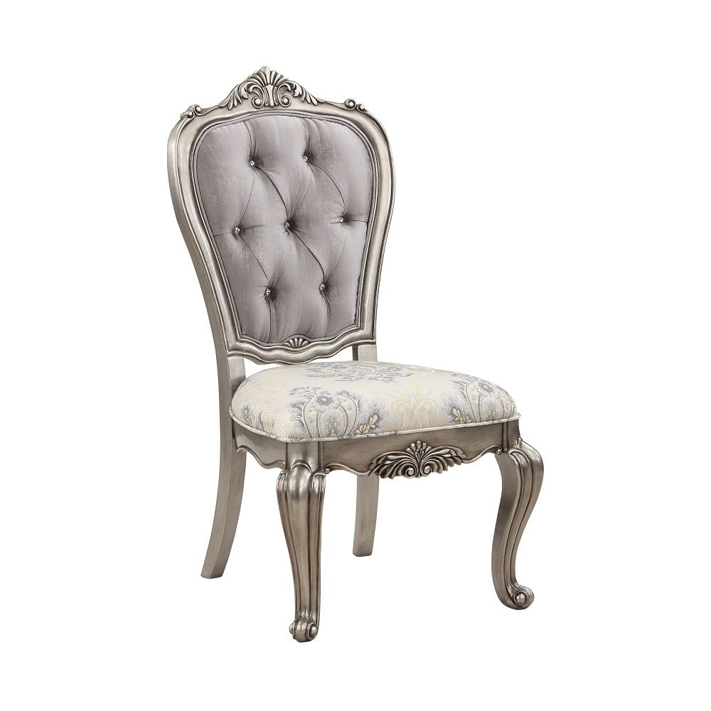 ACME Ariadne - Side Chair (Set of 2) - Velvet & Antique Platinum | Meri Furniture