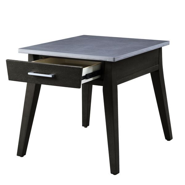 ACME Zemocryss - End Table - Marble & Dark Brown Finish | Meri Furniture