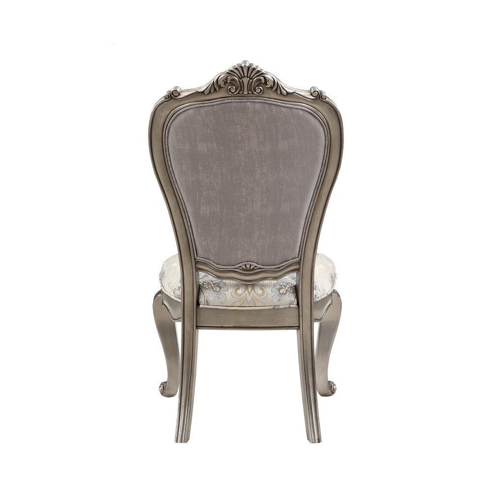 ACME Ariadne - Side Chair (Set of 2) - Velvet & Antique Platinum | Meri Furniture
