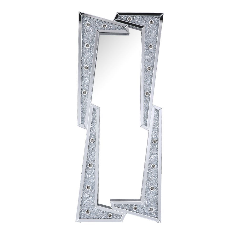 ACME Noralie - Accent Floor Mirror - Pearl Silver - Wood - 63" | Meri Furniture