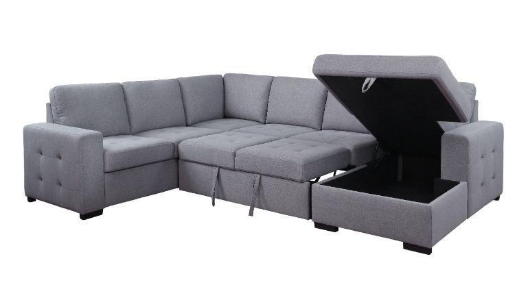 ACME Nardo - Sectional Sofa - Gray Fabric | Meri Furniture