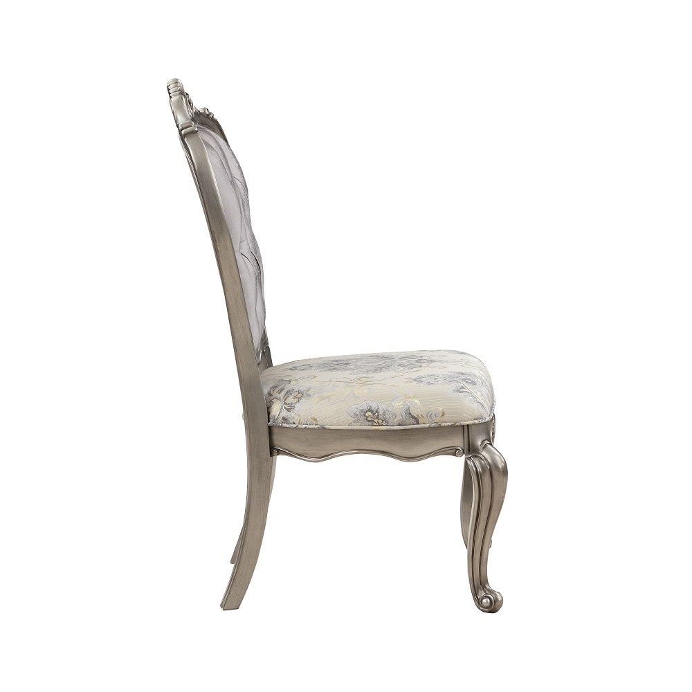 ACME Ariadne - Side Chair (Set of 2) - Velvet & Antique Platinum | Meri Furniture