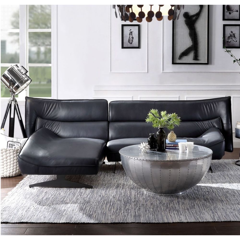 ACME Maeko - Sectional Sofa - Dark Gray Top Grain Leather | Meri Furniture