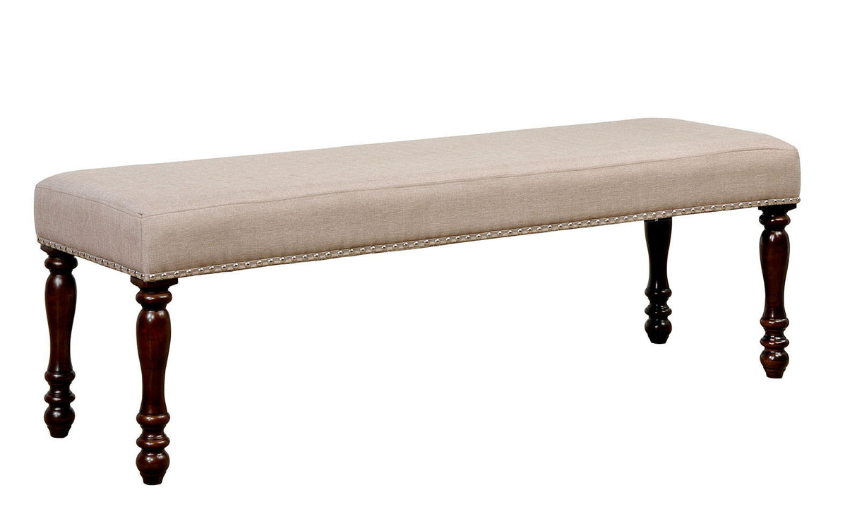 Furniture of America Hurdsfield - Bench - Antique Cherry / Beige | Meri Furniture