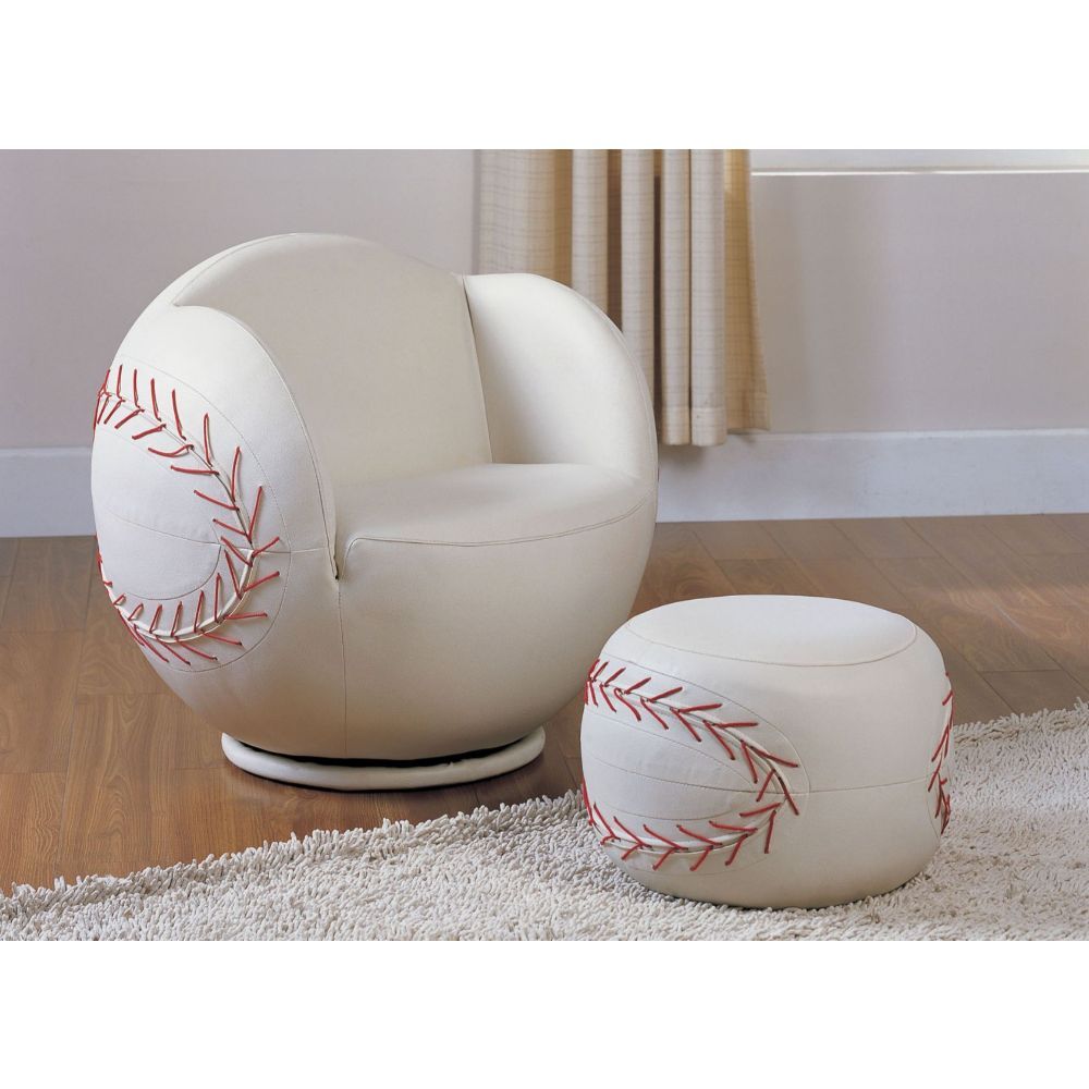 ACME Surprise your little fan with this All Star Swivel Chair and Ottoman. The comfortable and stylish swivel arm chair and matching ottoman are upholstered in durable and easy to clean upholstery. | Meri Furniture