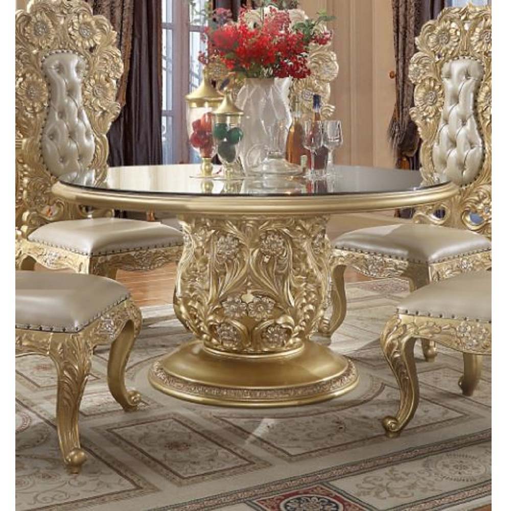 ACME Cabriole - Dining Table - Gold Finish - 30" | Meri Furniture