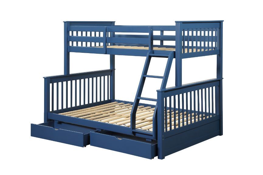 ACME Harley II - Twin Over Full Bunk Bed - Navy Blue Finish | Meri Furniture