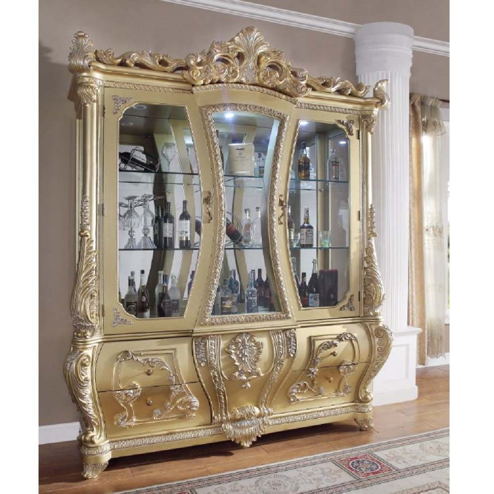 ACME Cabriole - Curio - Gold Finish | Meri Furniture