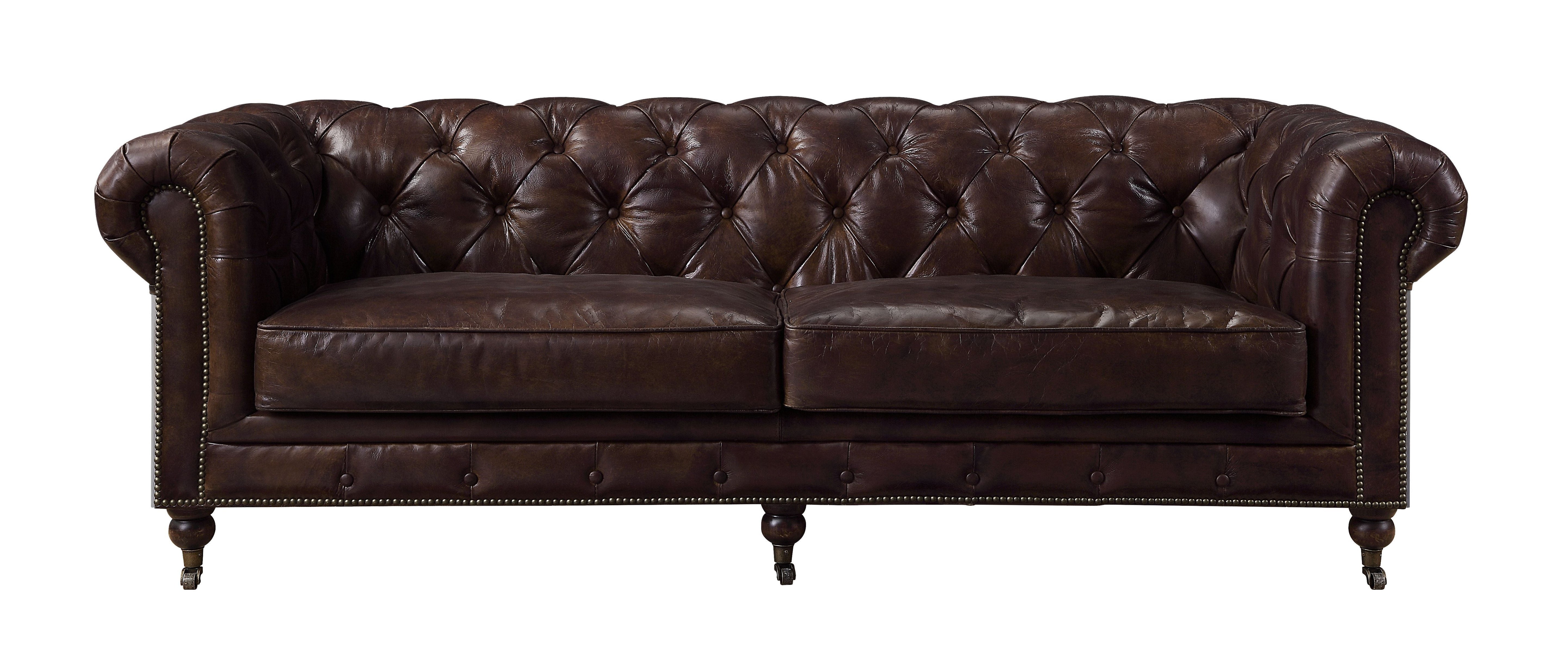 ACME Aberdeen - Sofa - Vintage Brown Top Grain Leather | Meri Furniture