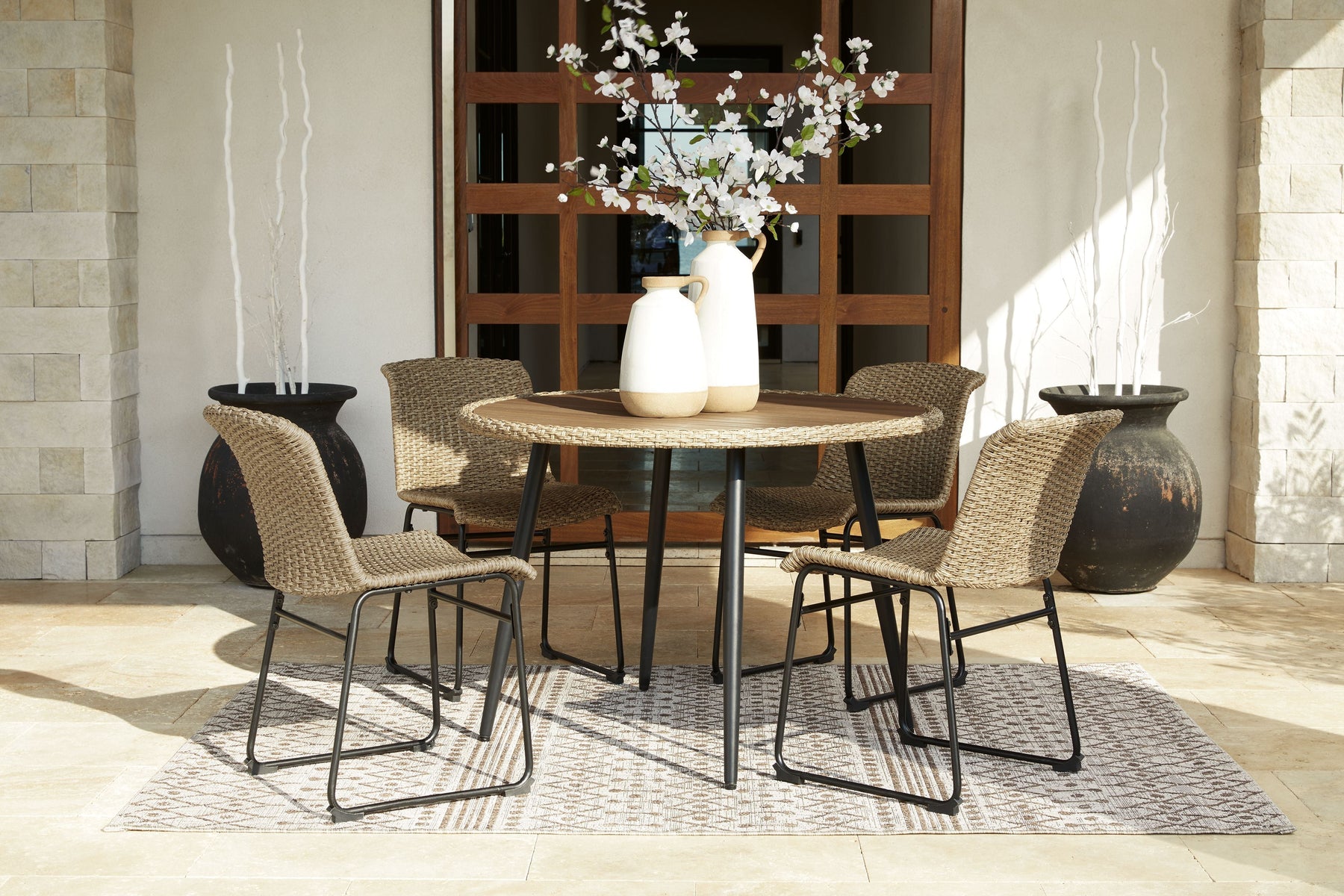 Signature Design by Ashley® Amaris - Brown / Black - 5 Pc. - Dining Set | Meri Furniture