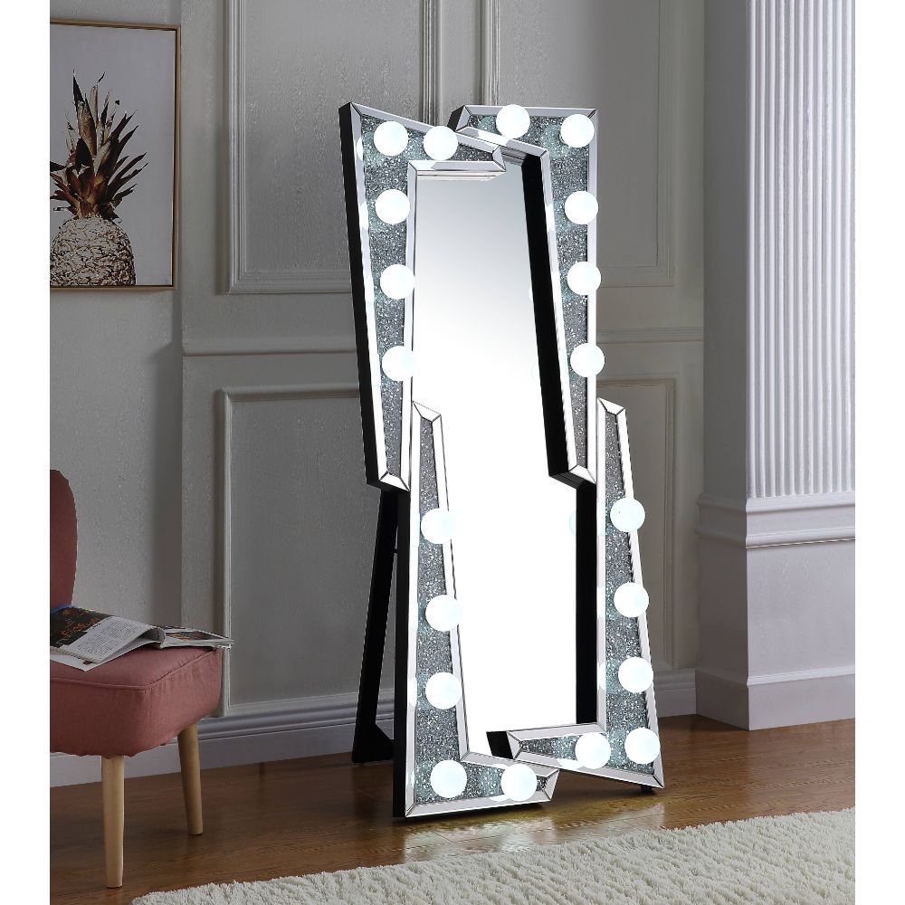 ACME Noralie - Accent Floor Mirror - Pearl Silver - Wood - 63" | Meri Furniture