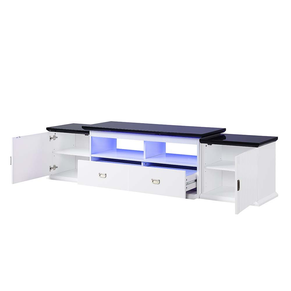 ACME Barend - TV Stand - White & Black High Gloss Finish | Meri Furniture
