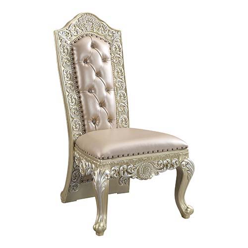 ACME Vatican - Side Chair (Set of 2) - PU & Champagne Silver Finish | Meri Furniture