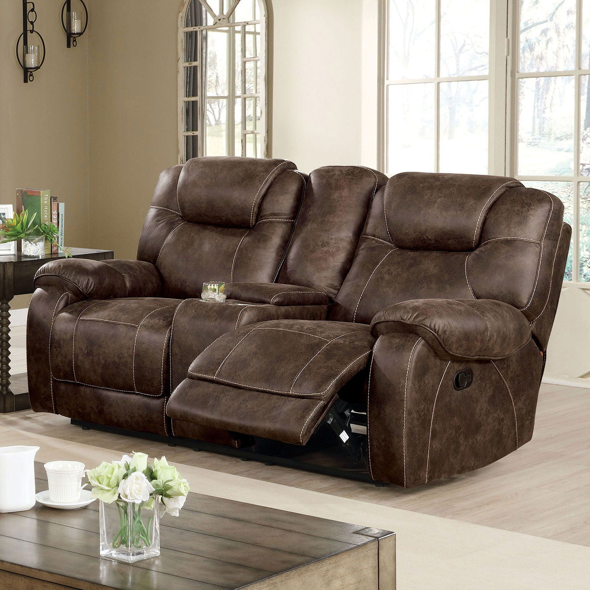 Furniture of America Kennedy - Motion Loveseat - Dark Brown | Meri Furniture