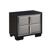 ACME Nicola - Nightstand - Silver PU & Black Finish | Meri Furniture