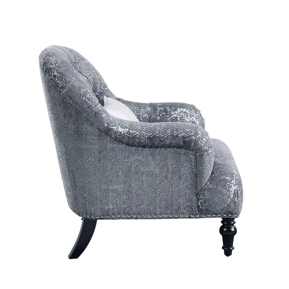 ACME Gaura - Chair - Pattern Gray Velvet | Meri Furniture