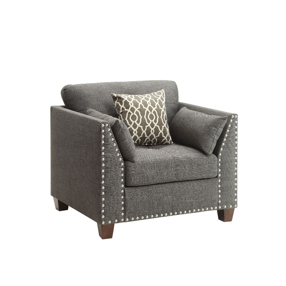 ACME Laurissa - Chair - Light Charcoal Linen | Meri Furniture