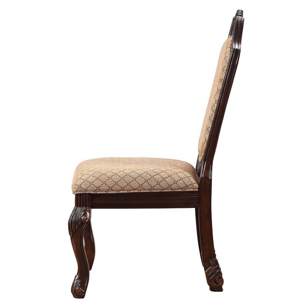 ACME Chateau De Ville - Side Chair (Set of 2) - Fabric & Espresso Finish | Meri Furniture