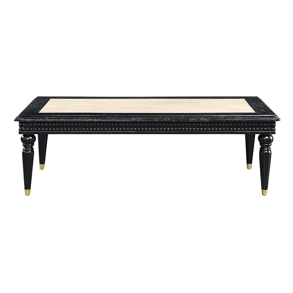 ACME Tayden - Coffee Table - Marble Top & Black Finish | Meri Furniture