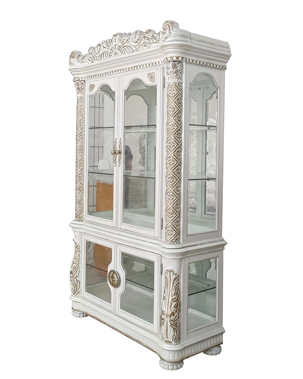 ACME Vendom - Curio - Antique Pearl Finish | Meri Furniture