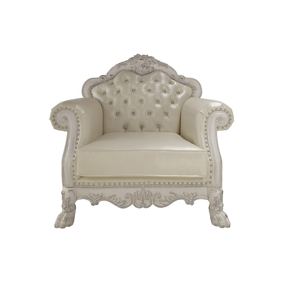 ACME Dresden Chair - PU & Bone White Finish | Meri Furniture