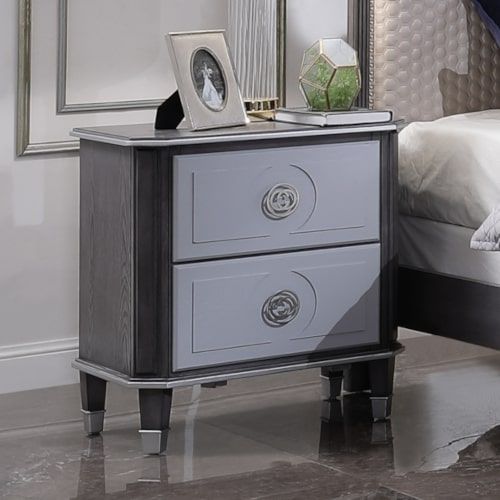 ACME House - Beatrice Nightstand - Charcoal & Light Gray Finish | Meri Furniture