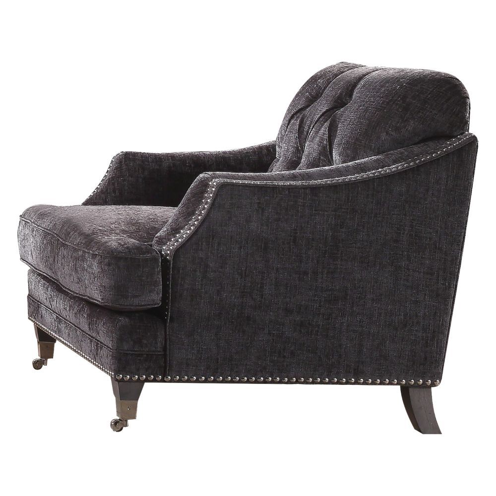 ACME Helenium - Chair - Gray Chenille | Meri Furniture