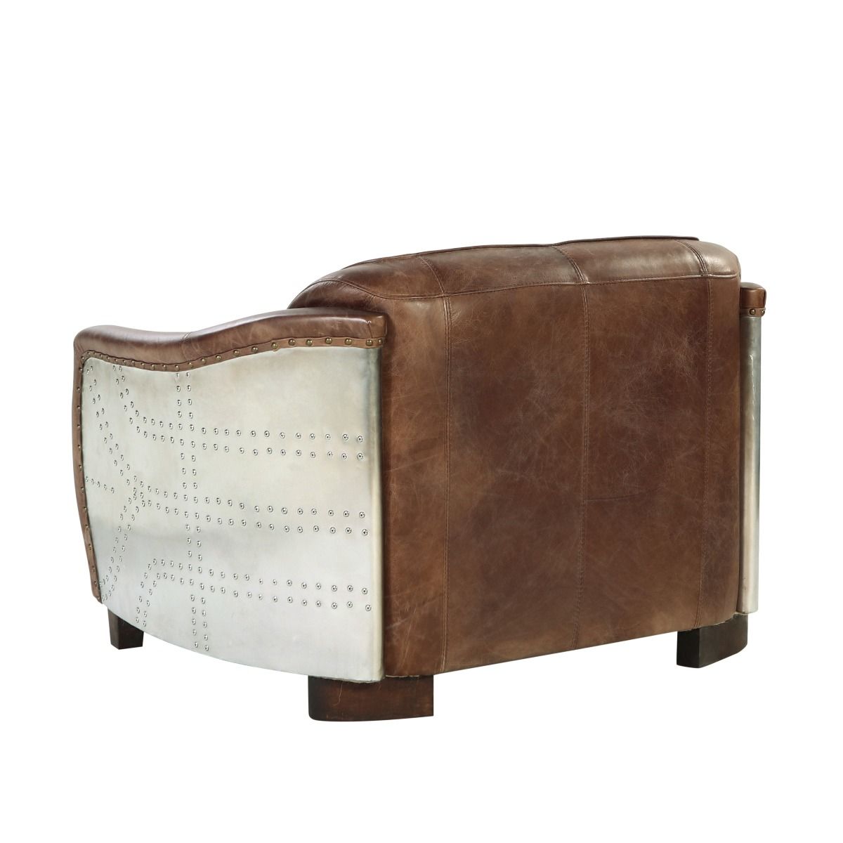 ACME Brancaster - Loveseat - Retro Brown Top Grain Leather & Aluminum | Meri Furniture