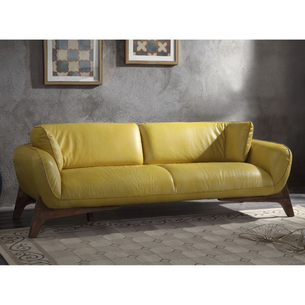 ACME Pesach - Sofa - Mustard Leather | Meri Furniture