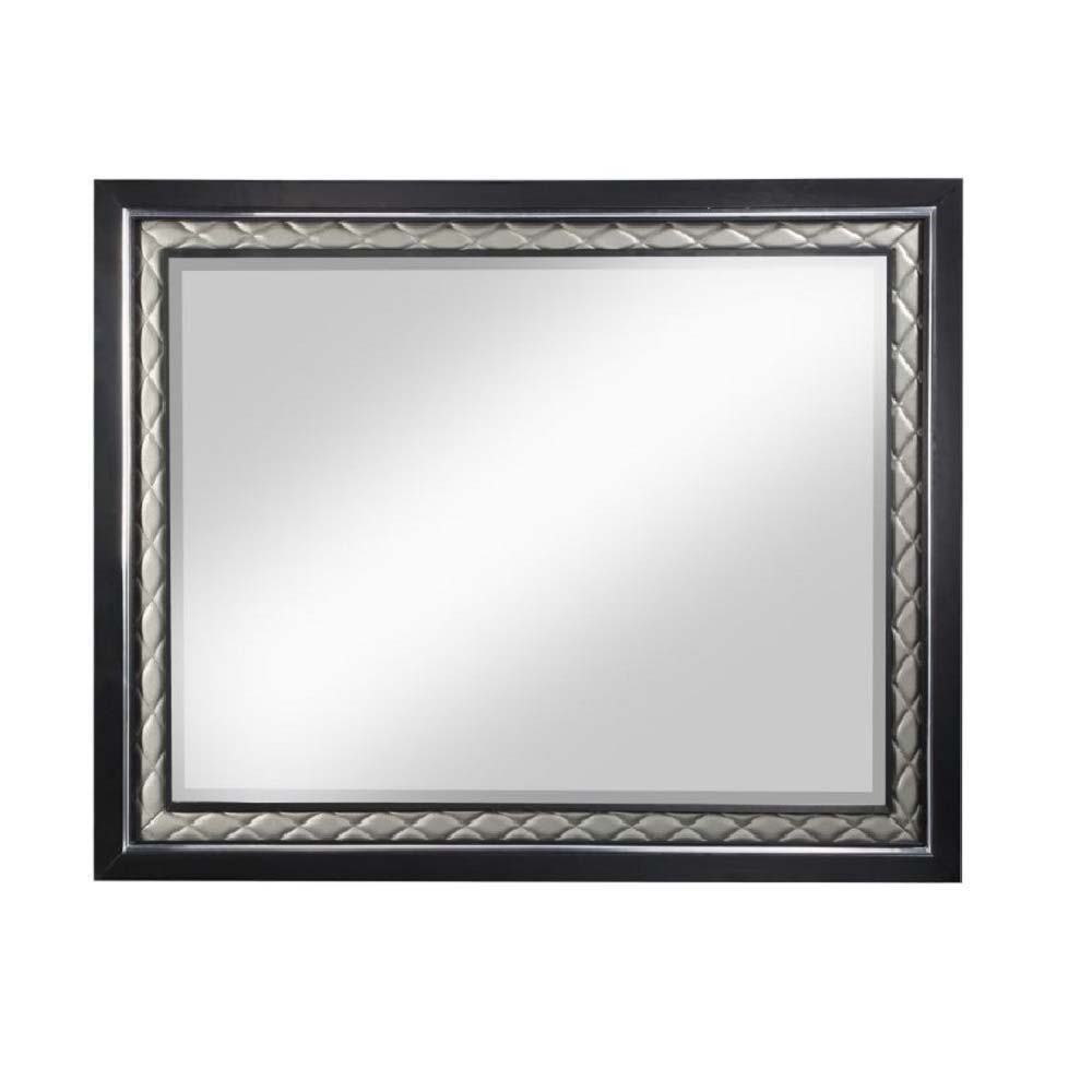 ACME Nicola - Mirror - Silver PU & Black Finish | Meri Furniture