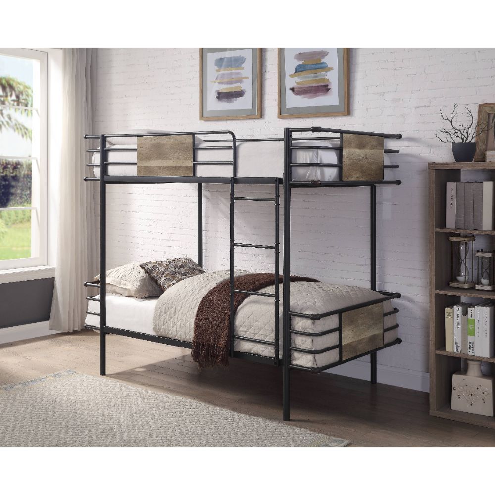 ACME Deliz - Twin Over Twin Bunk Bed - Gunmetal | Meri Furniture