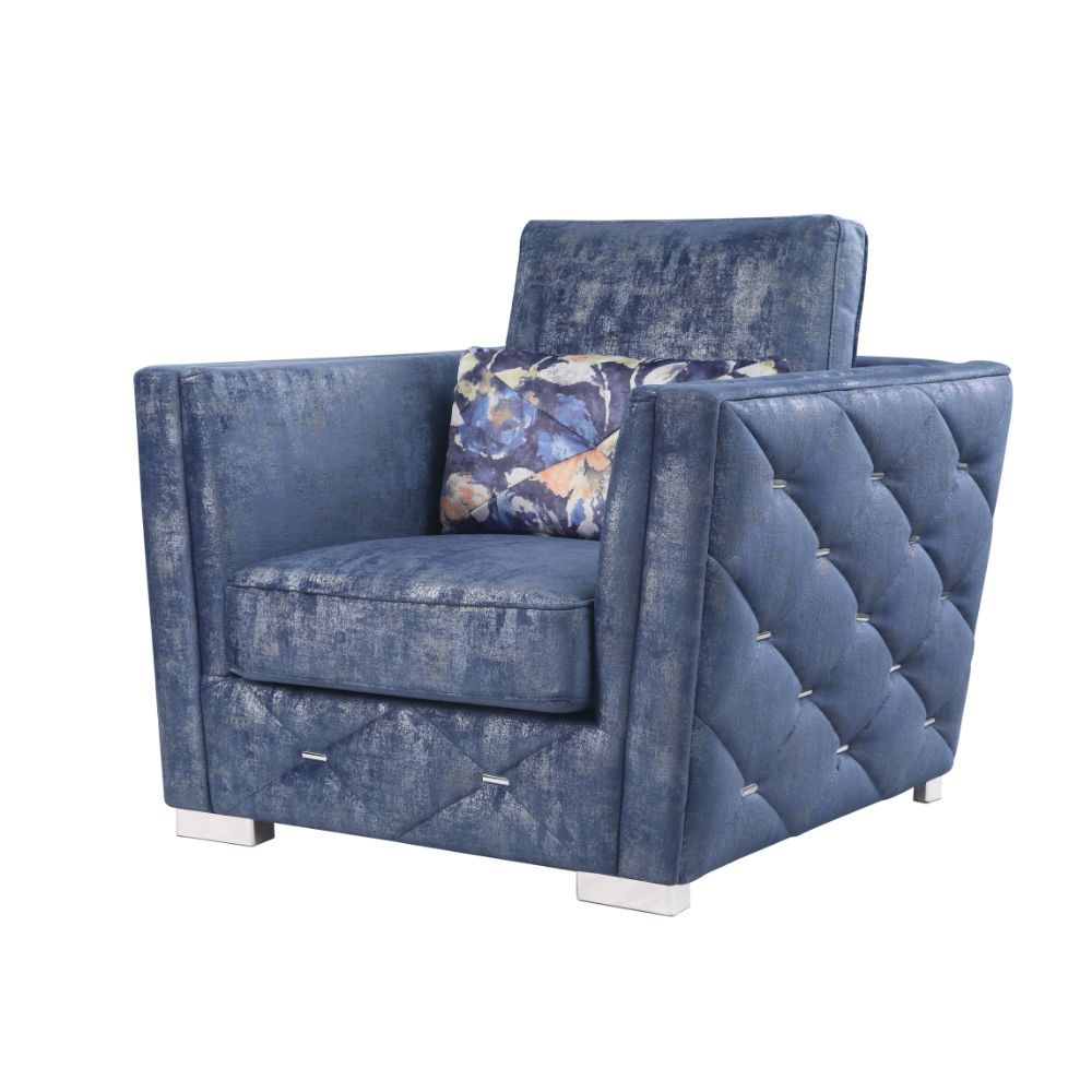 ACME Emilia - Chair - 2-Tone Blue Fabric | Meri Furniture