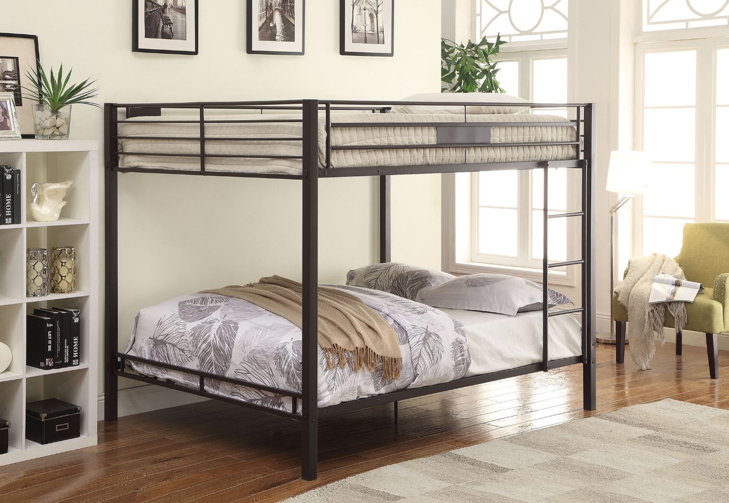 ACME Kaleb - Queen Over Queen Bunk Bed - Sandy Black | Meri Furniture