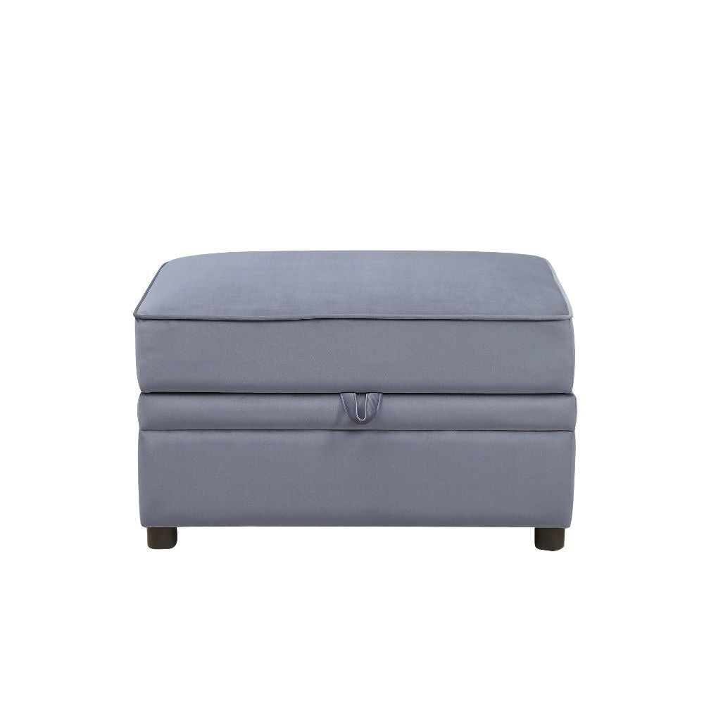 ACME Bois II - Ottoman - Gray Velvet | Meri Furniture