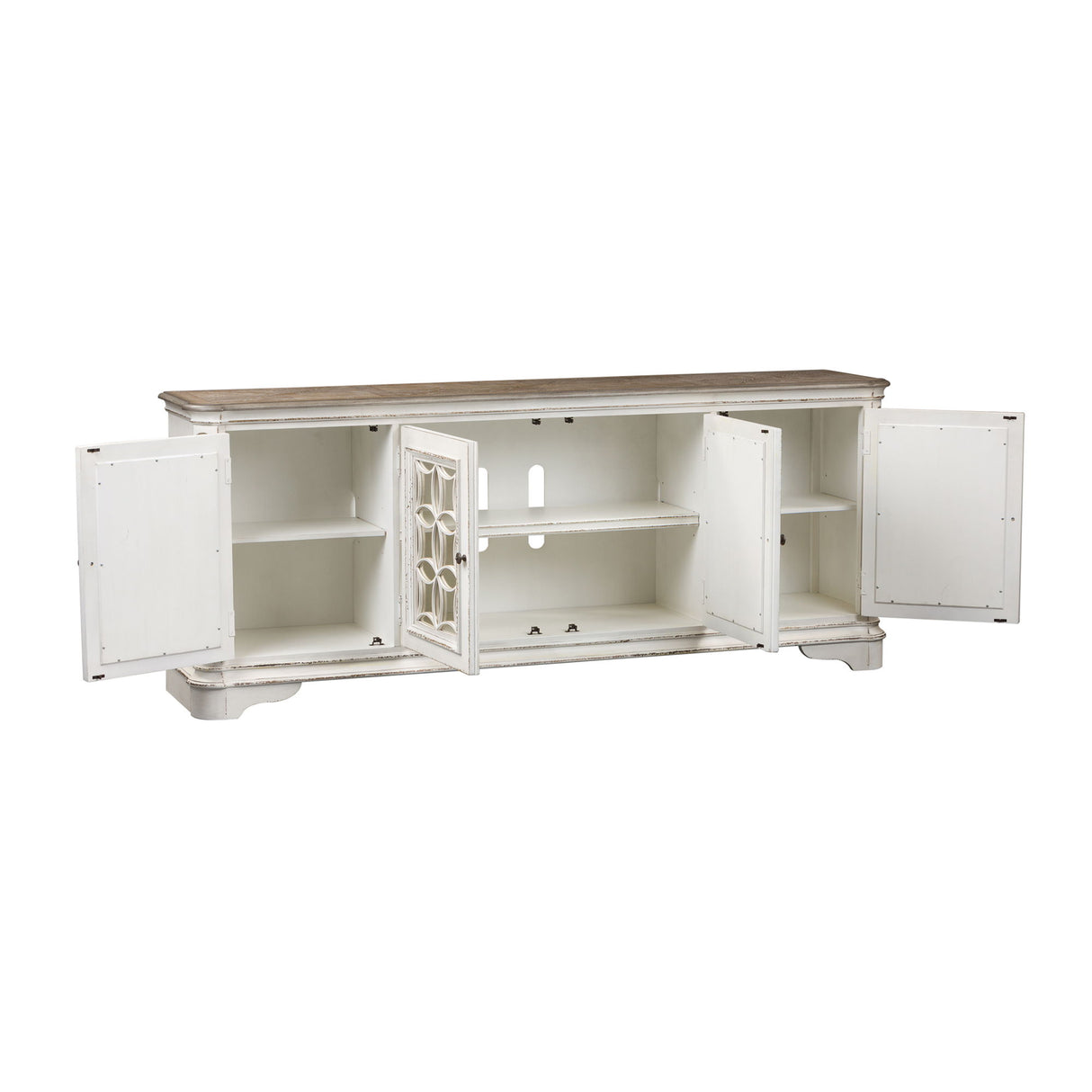Liberty Furniture Magnolia Manor - 4 Doors TV Console - White | Meri Furniture