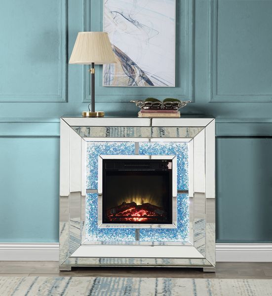 ACME Noralie - Fireplace - Mirrored & Faux Diamonds - 41" | Meri Furniture