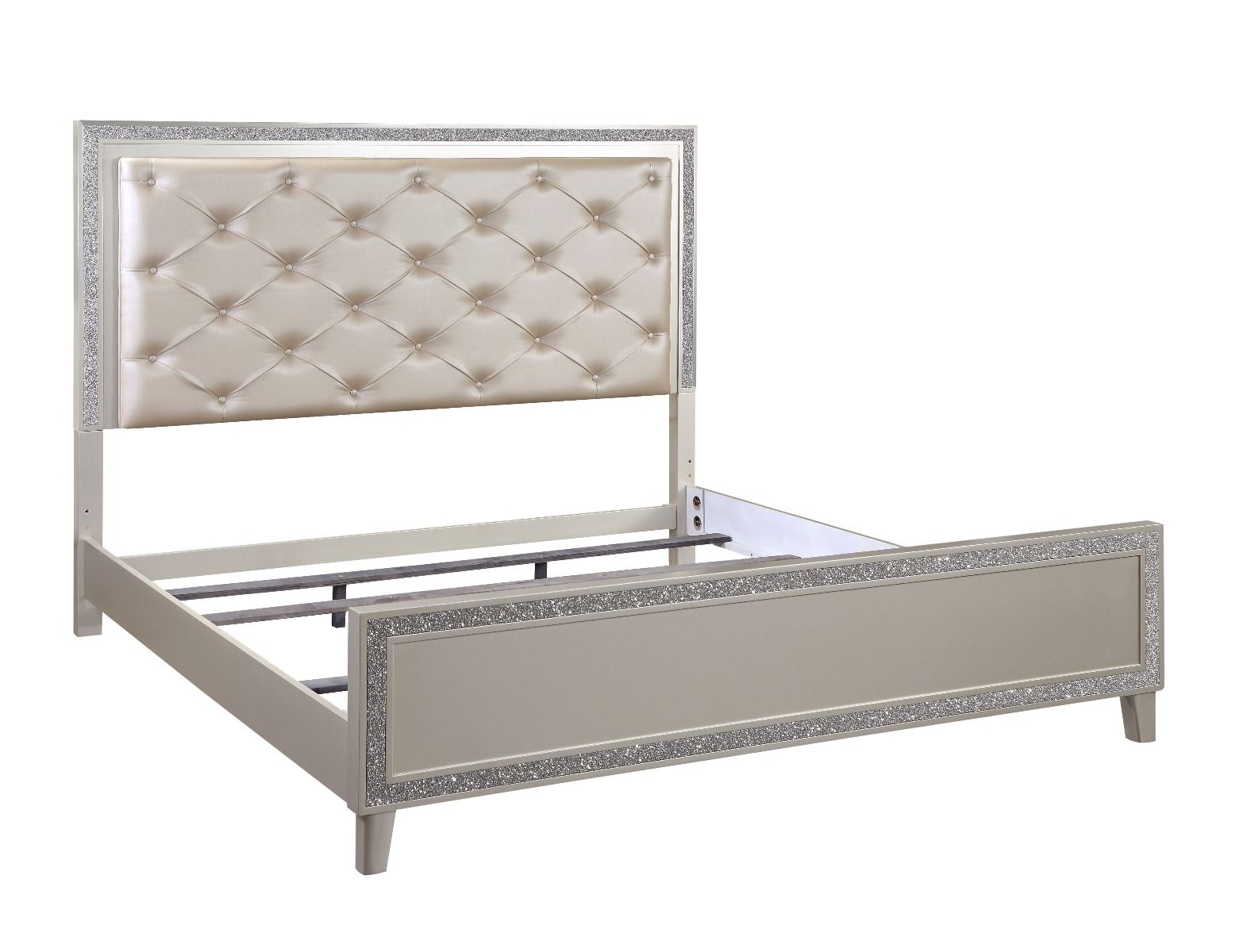 ACME Box Spring Not RequiredPadded Headboard & Storage Footboard Button Tufted HeadboardRaised Molding Trim | Meri Furniture