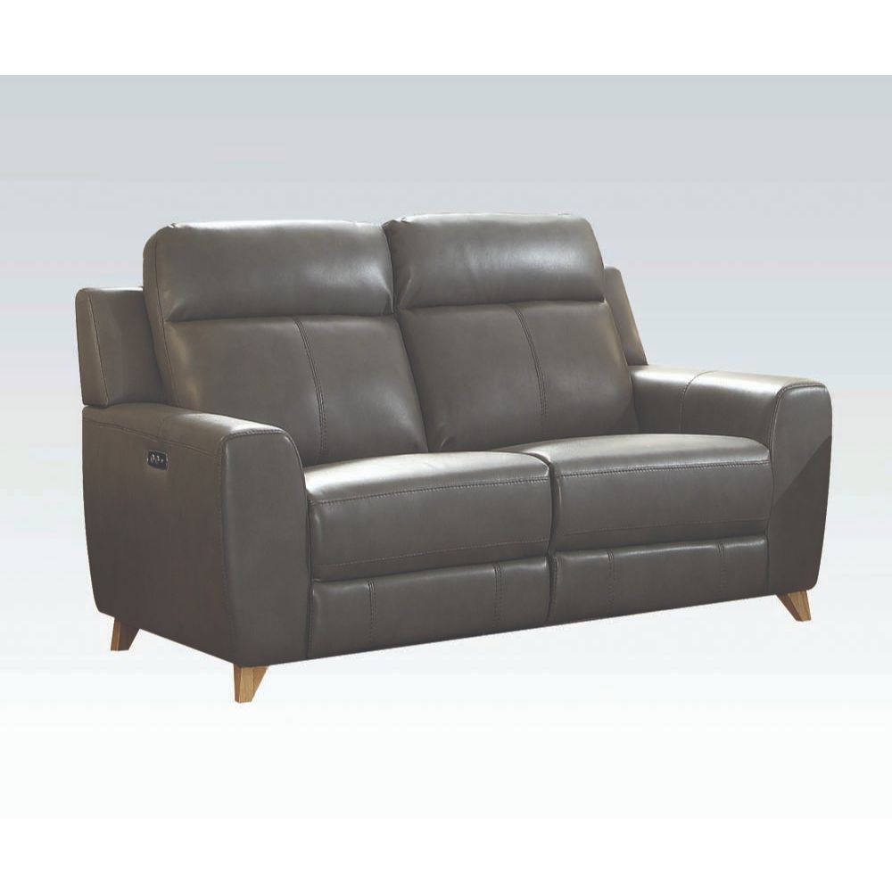 ACME Cayden - Loveseat - Gray Leather-Aire Match | Meri Furniture
