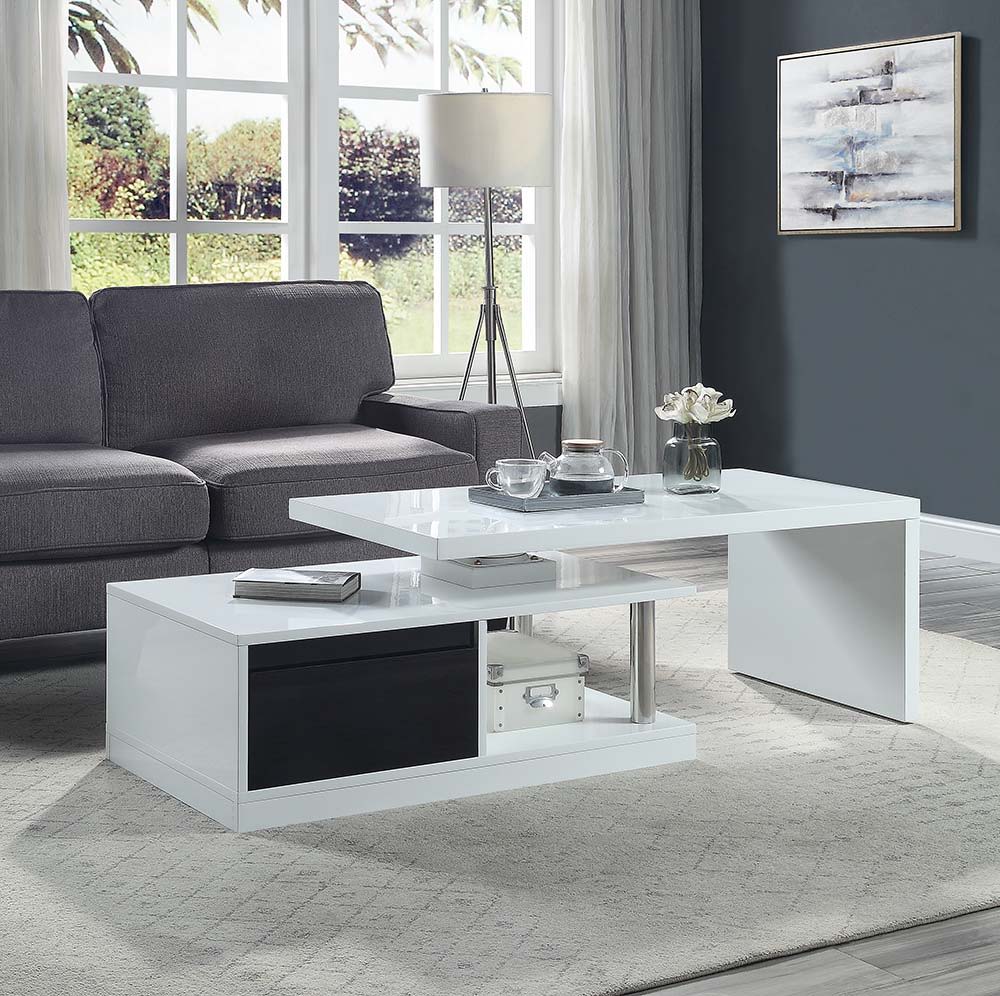 ACME Buck II - Coffee Table - White & Black High Gloss Finish | Meri Furniture
