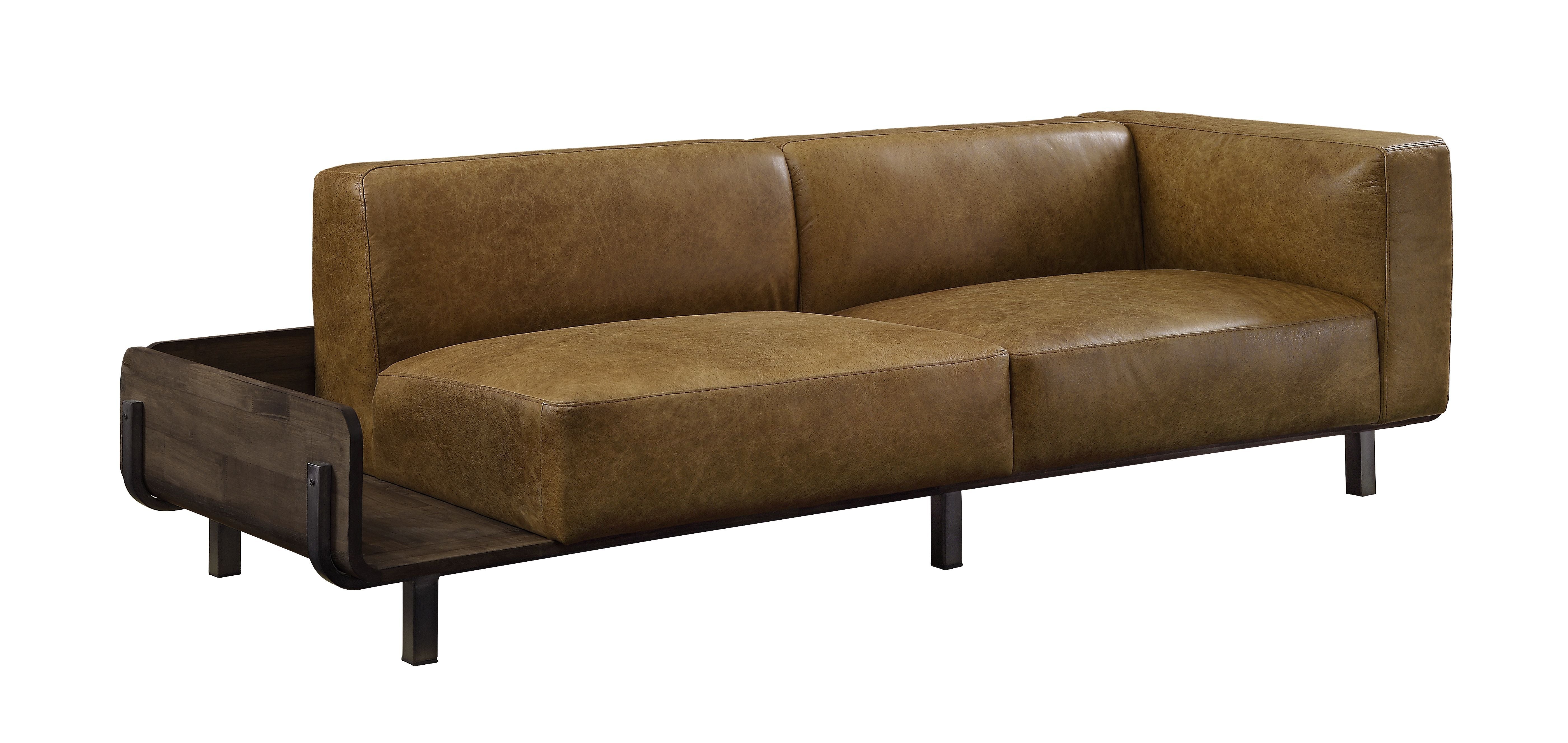 ACME Blanca - Sofa - Chestnut Top Grain Leather & Rustic Oak | Meri Furniture