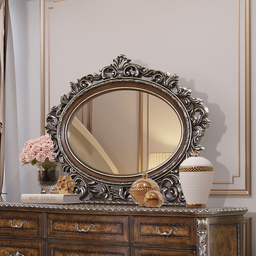 ACME Devany - Oval Mirror - Cherry | Meri Furniture