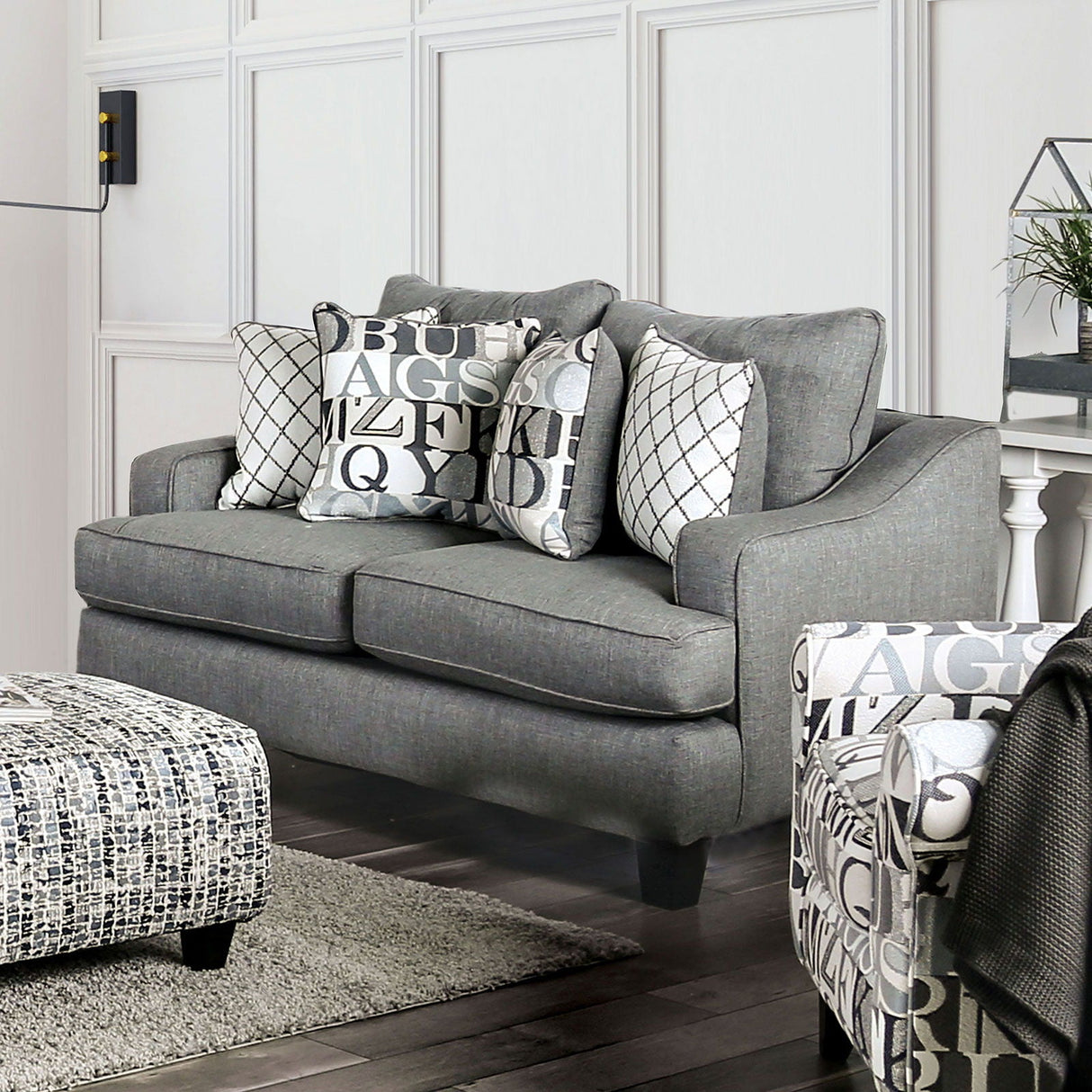 Furniture of America Verne - Loveseat - Bluish Gray | Meri Furniture