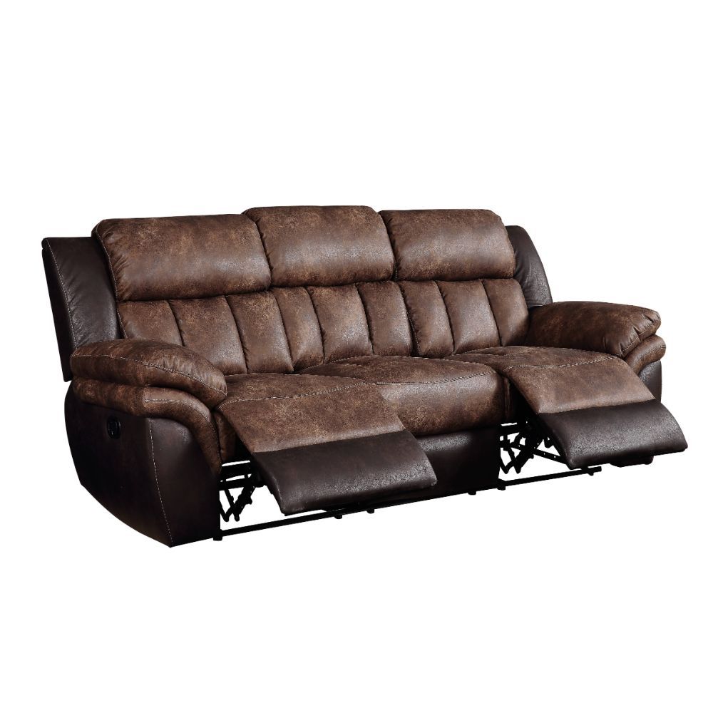 ACME Jaylen - Sofa - Toffee & Espresso Polished Microfiber | Meri Furniture