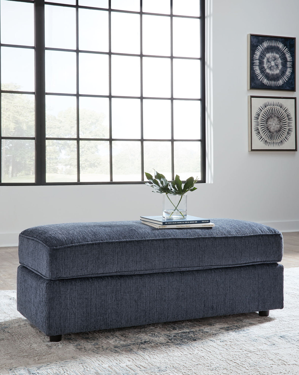 Signature Design by Ashley® Albar Place - Cobalt - Oversized Accent Ottoman | Meri Furniture