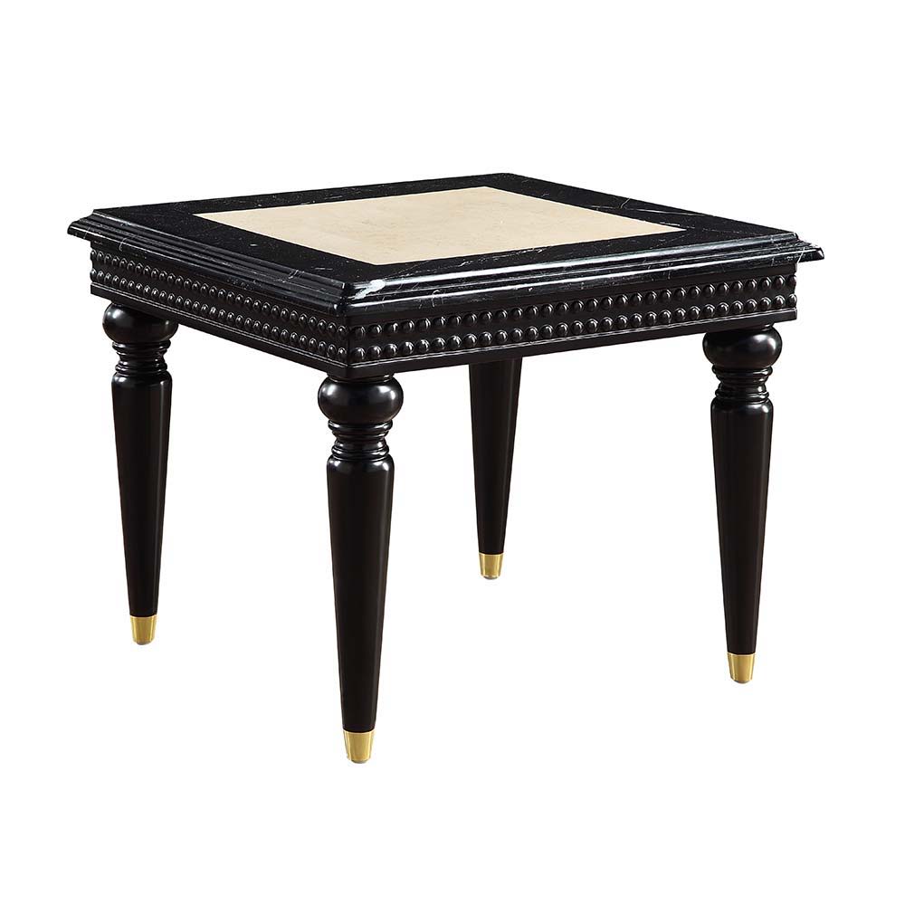ACME Tayden - End Table - Marble Top & Black Finish | Meri Furniture