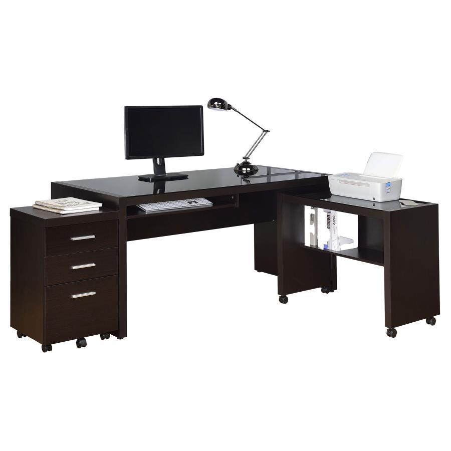 Coaster Fine Furniture Skeena - 3 Piece Home Office Computer Desk Set - Cappuccino | Meri Furniture