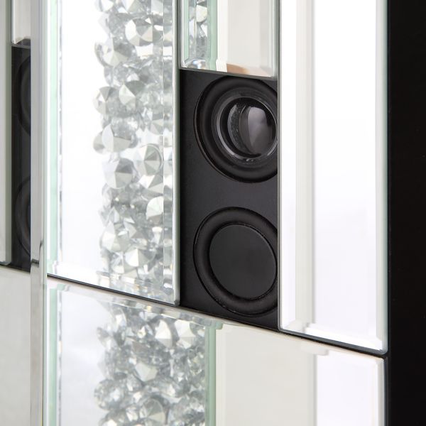 ACME Noralie - Fireplace - Mirrored & Faux Diamonds - Wood - 36" | Meri Furniture