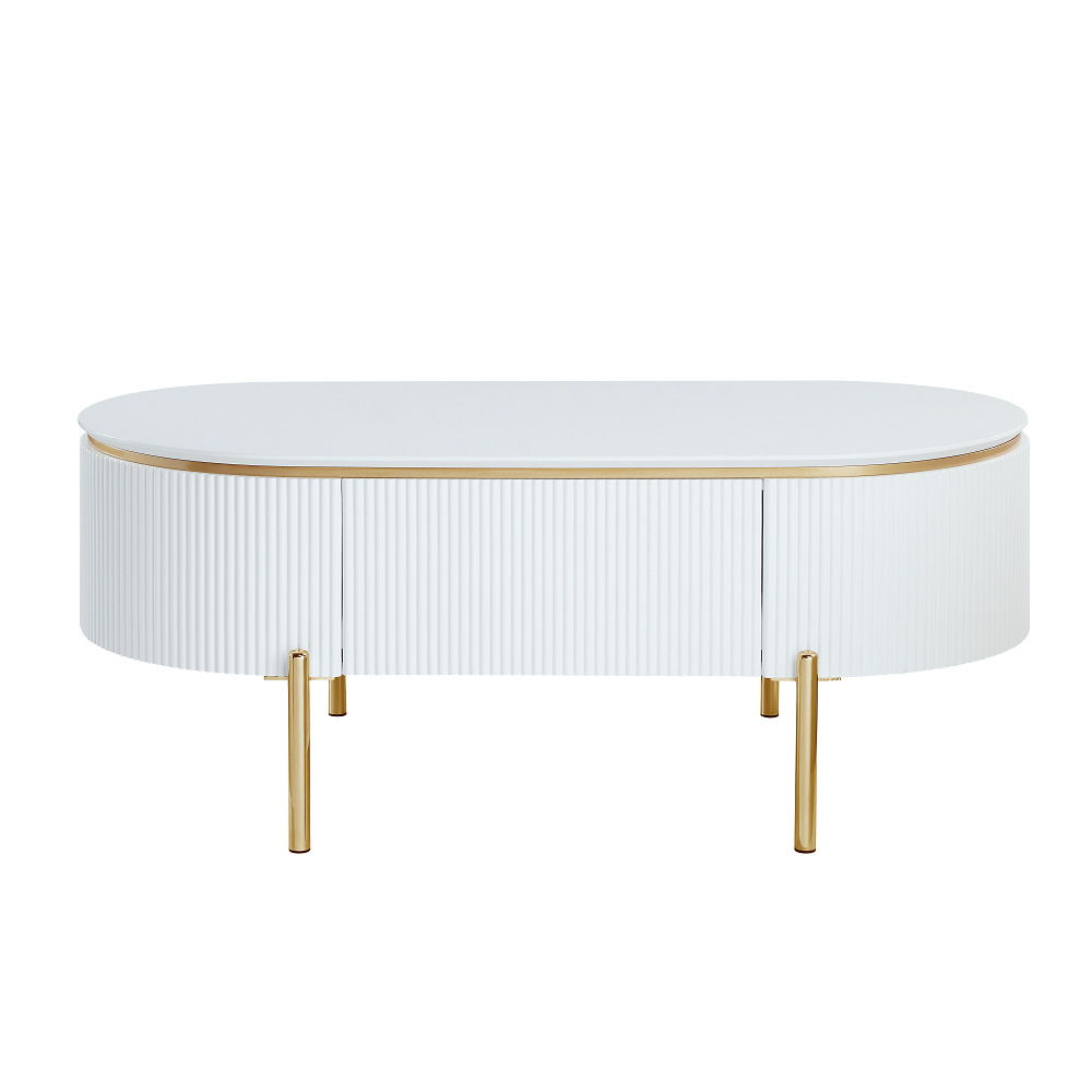 ACME Daveigh - Coffee Table - White High & Gold | Meri Furniture